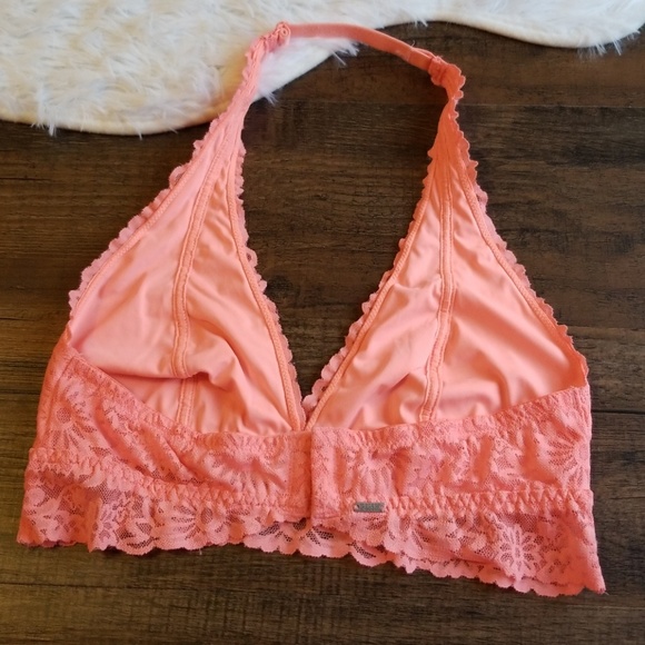 Victoria's Secret PINK Bralette Lace Coral Floral - Picture 5 of 8